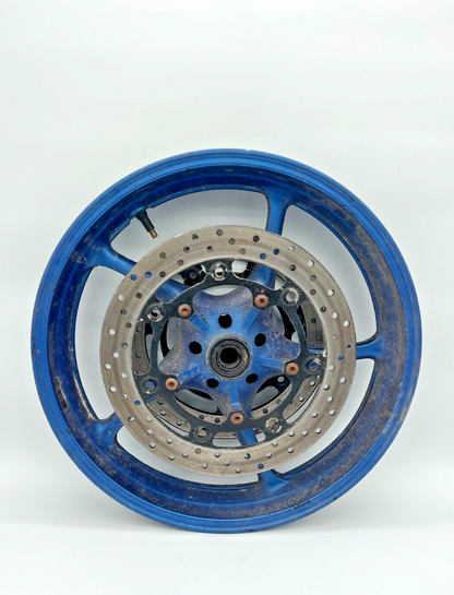 08-16 YAMAHA YZF-R6 - *STRAIGHT* OEM BLUE FRONT WHEEL WITH ROTORS
